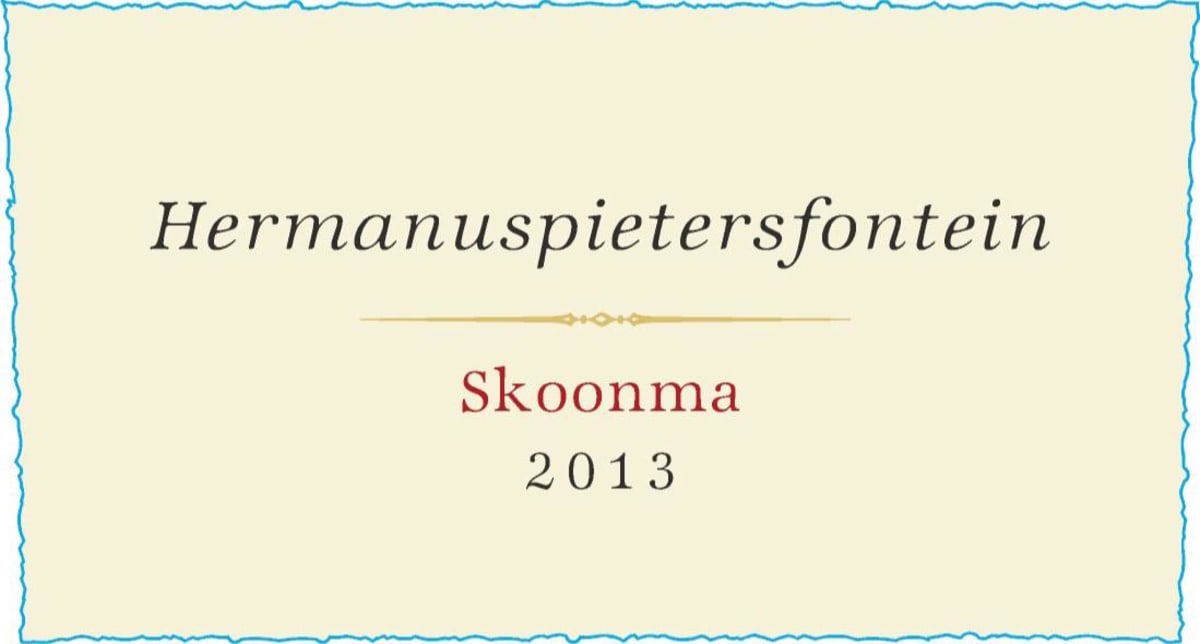 Hermanuspietersfontein Winery 1855 Skoonma Red 2013 Front Label
