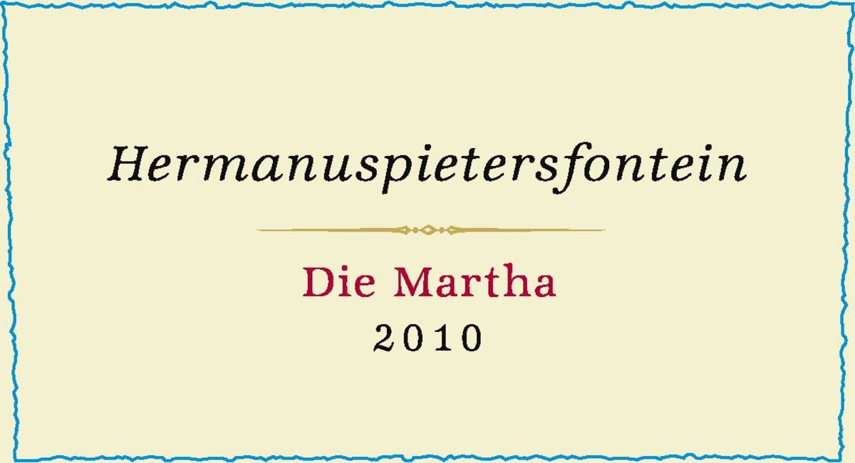 Hermanuspietersfontein Winery 1855 Die Martha 2010 Front Label