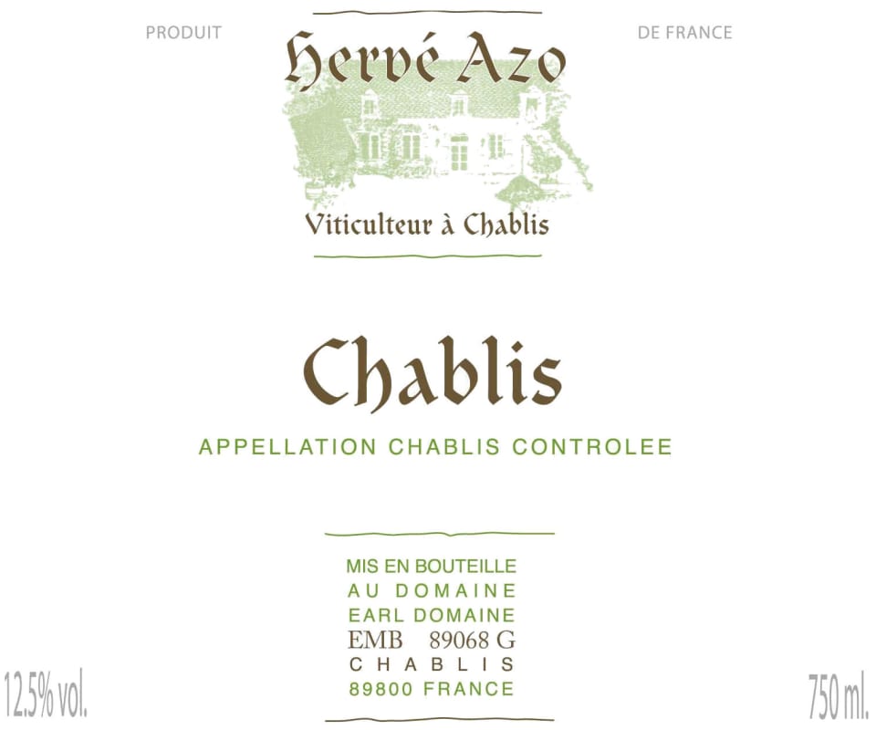 Herve Azo Chablis 2014 Front Label