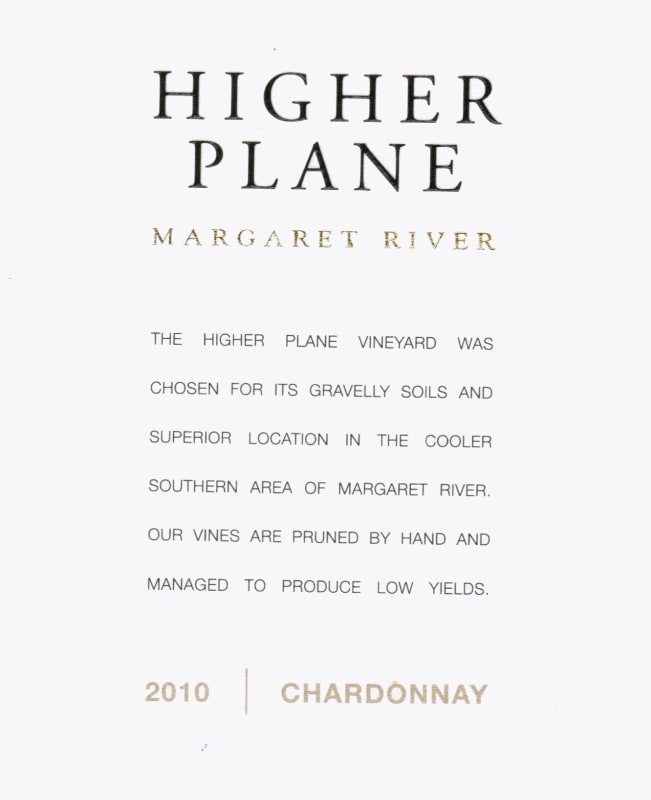 Higher Plane Chardonnay 2010 Front Label