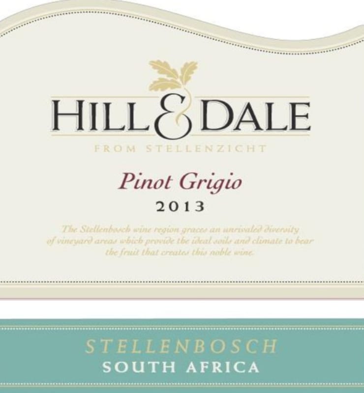 Hill & Dale Wines Pinot Grigio 2013 Front Label
