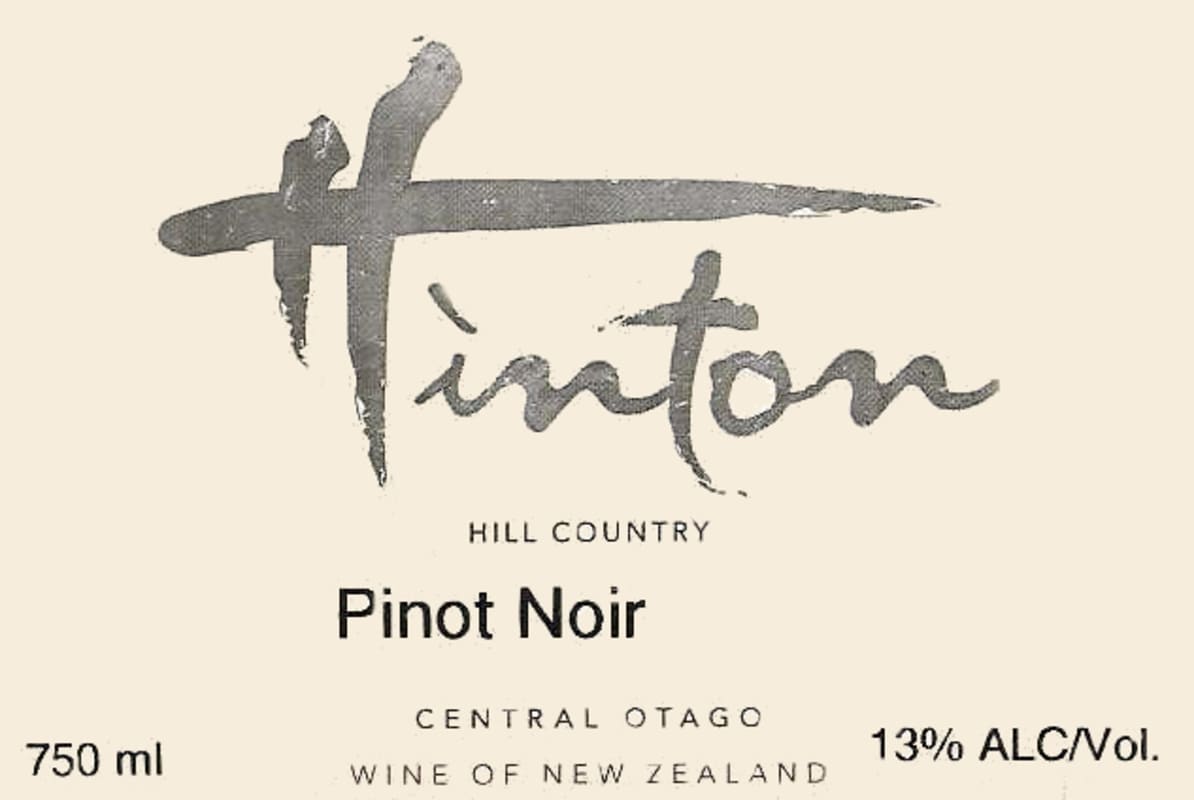 Hinton Estate Vineyard Hill Country Pinot Noir 2009 Front Label