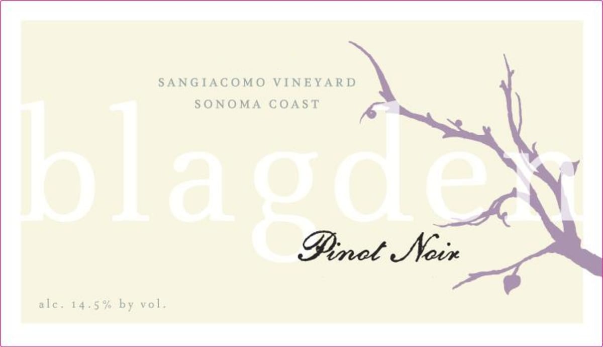 Blagden Wines Sangiacomo Roberts Road Vineyard Pinot Noir 2010 Front Label