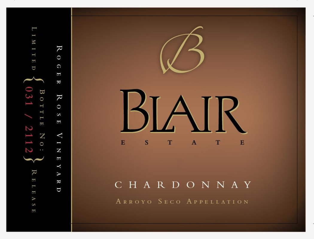 Blair Estate Roger Rose Vineyard Chardonnay 2013 Front Label