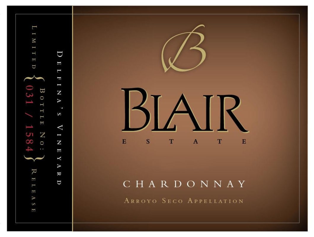 Blair Estate Chardonnay Delfinas Vineyard 2014 Front Label