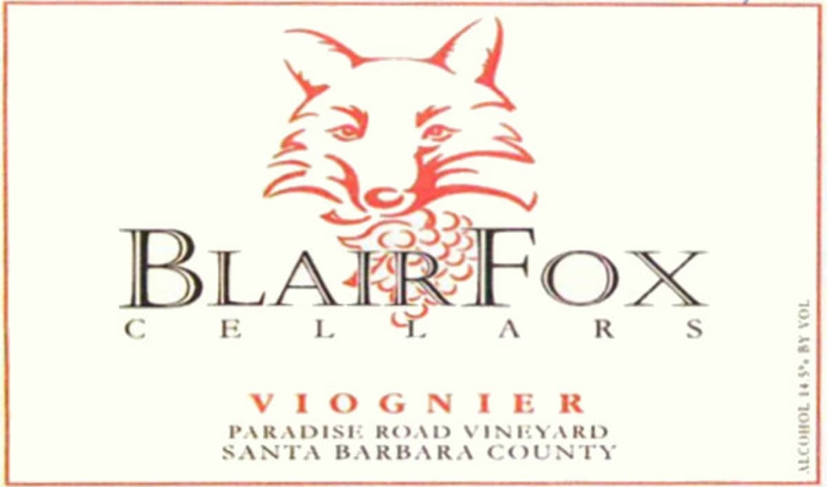 Blair Fox Cellars Paradise Road Vineyard Viognier 2008 Front Label