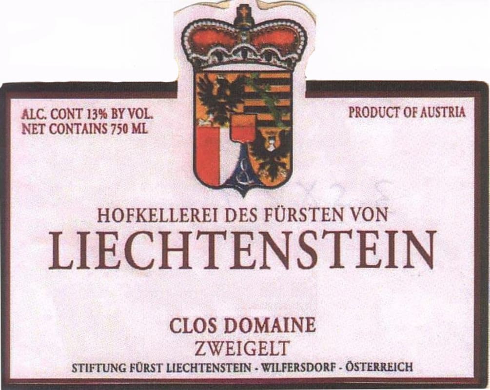 Hofkellerei Wilfersdorf Weinviertel Clos Domaine Zweigelt 2007 Front Label