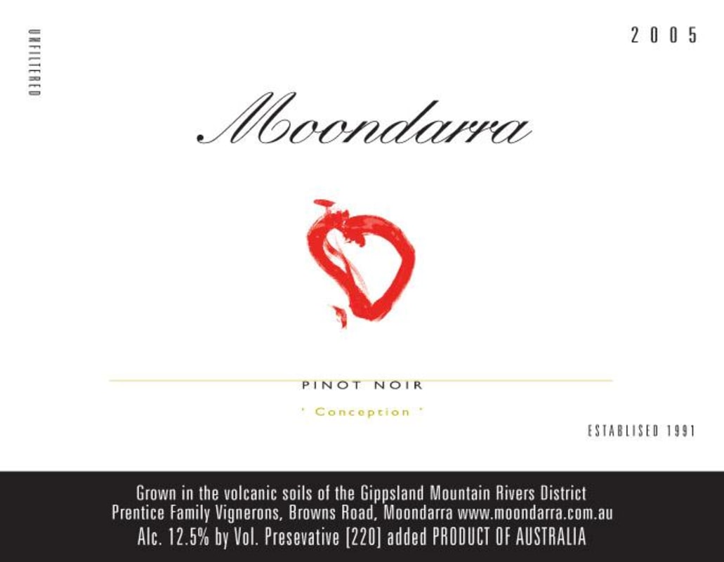 Holly's Garden Moondarra Concepcion Pinot Noir 2005 Front Label
