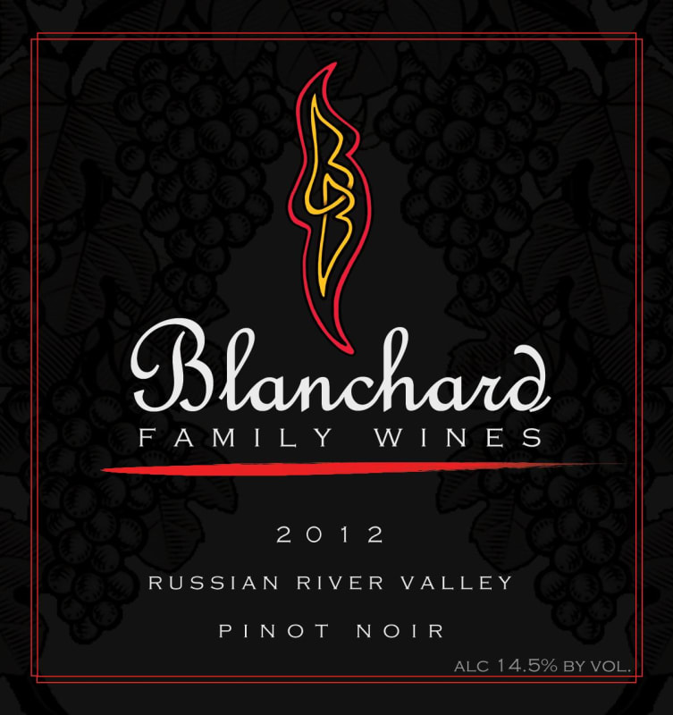 Blanchard Family Wines Pinot Noir 2012 Front Label