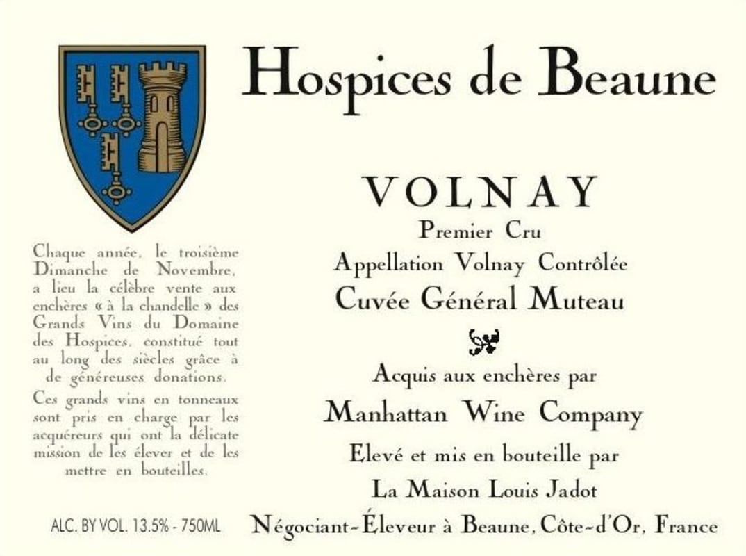 Hospices Civiles de Beaune Volnay Cuvee General Muteau Premier Cru 2007 Front Label