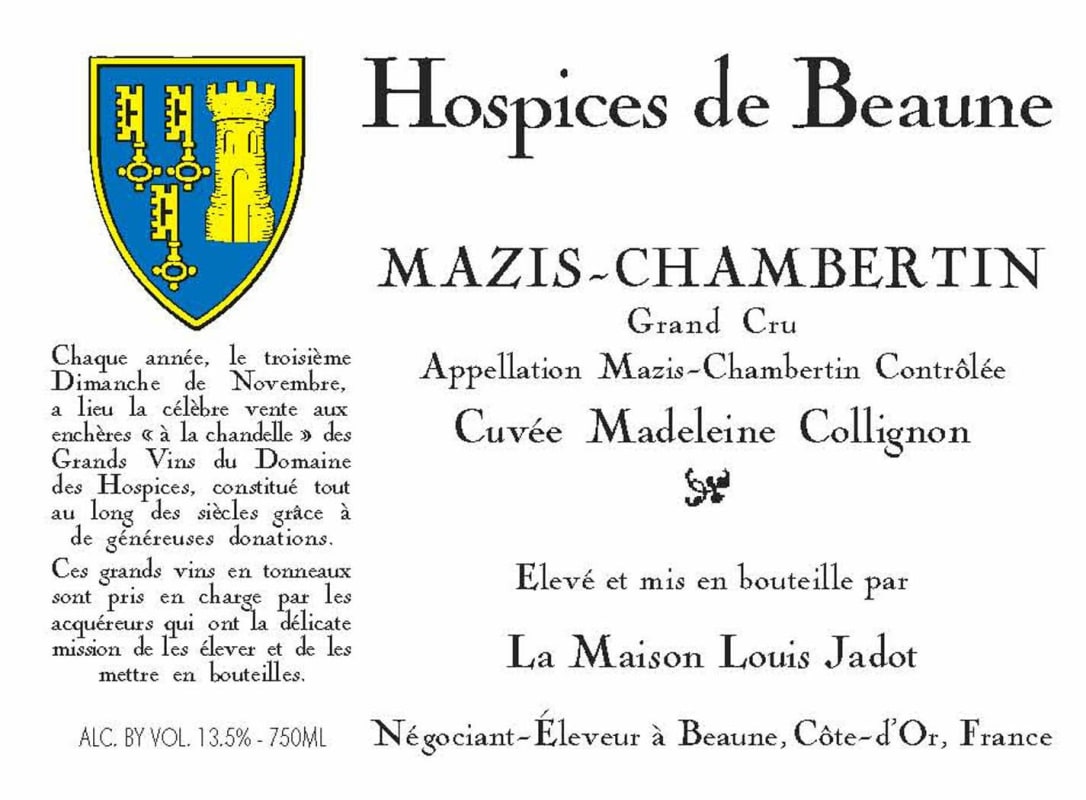 Hospices Civiles de Beaune Mazis-Chambertin Cuvee Madeleine Collignon Grand Cru 2005 Front Label
