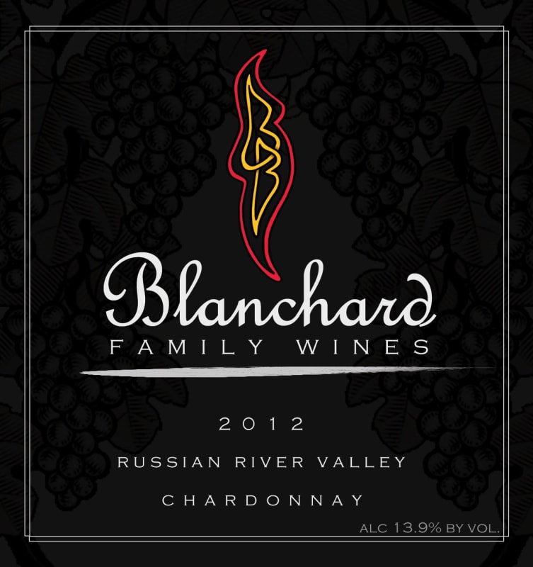 Blanchard Family Wines Chardonnay 2012 Front Label