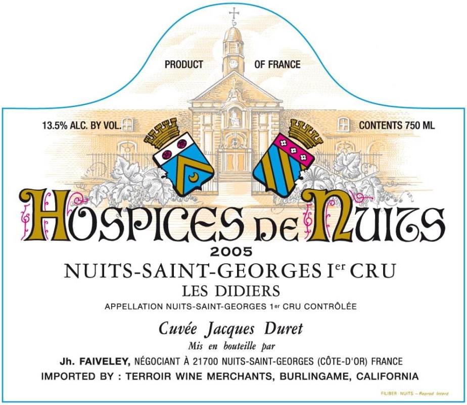 Hospices de Nuits Nuits-Saint-Georges Les Didiers Cuvee Jacques Duret Premier Cru 2005 Front Label