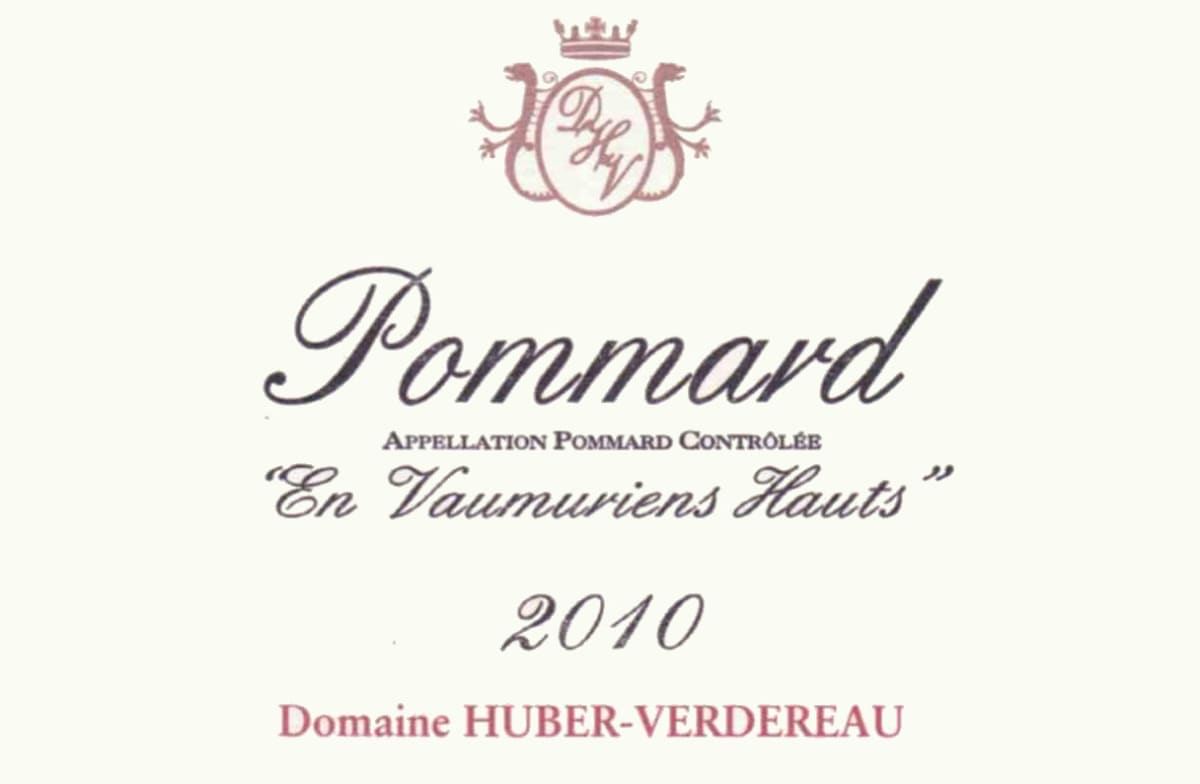 Huber-Verdereau Pommard En Vaumuriens Hauts 2010 Front Label