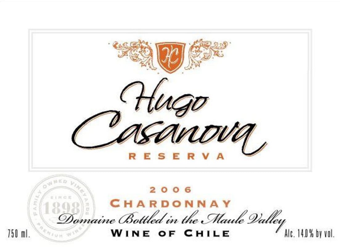 Hugo Casanova Reserva Chardonnay 2006 Front Label