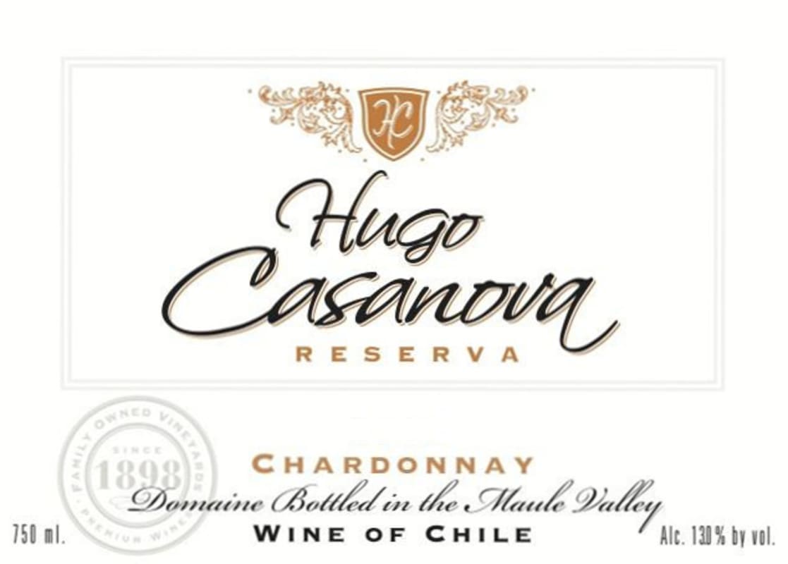 Hugo Casanova Reserva Chardonnay 2014 Front Label