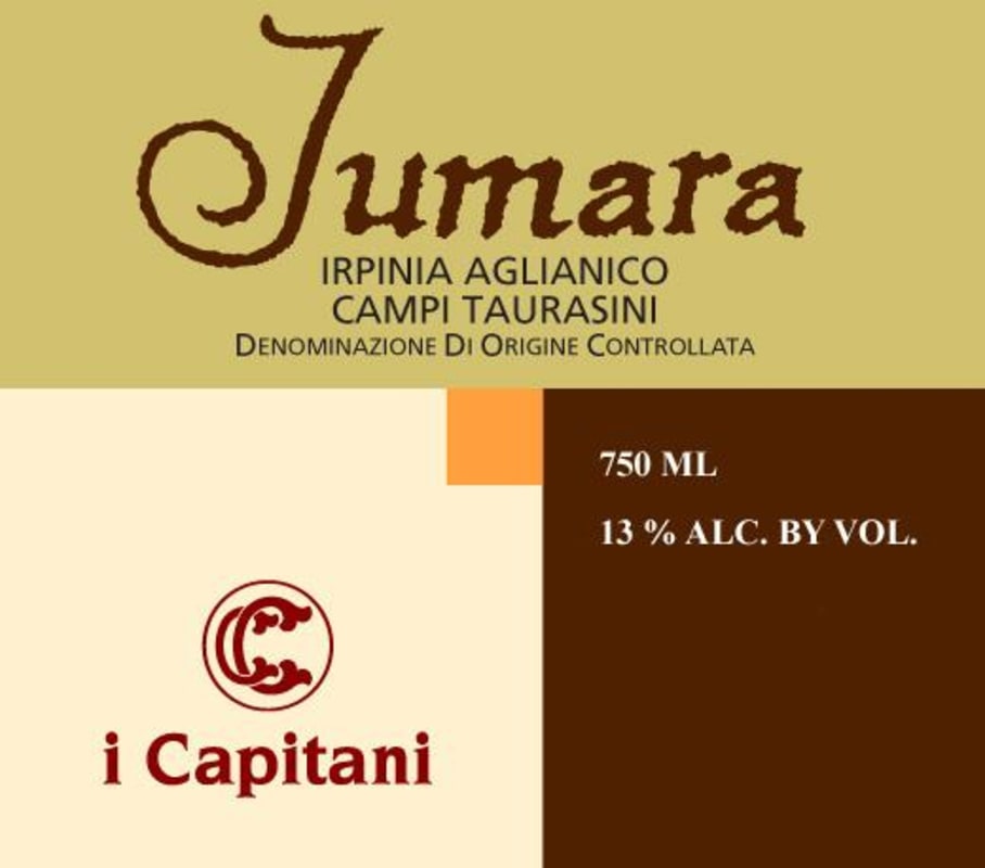 I Capitani Irpinia Campi Taurasini Jumara Aglianico 2010 Front Label