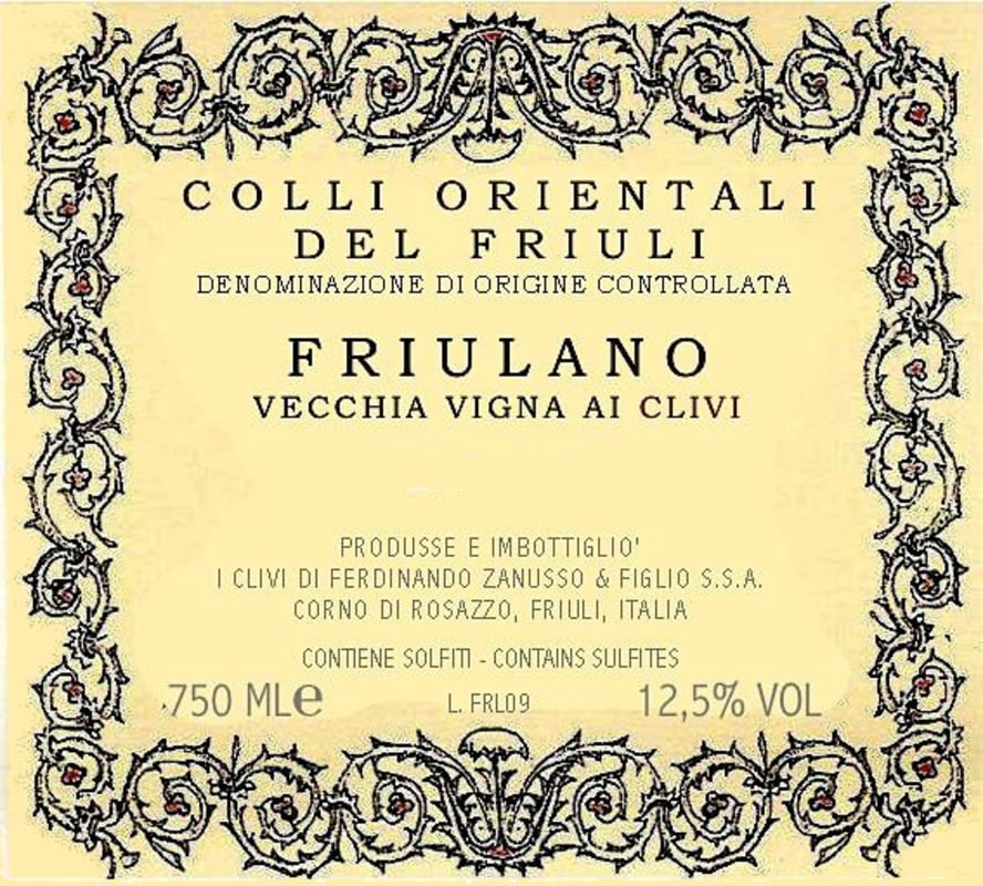 I Clivi Colli Orientali del Friuli Friulano Vecchia Vigna ai Clivi 2012 Front Label