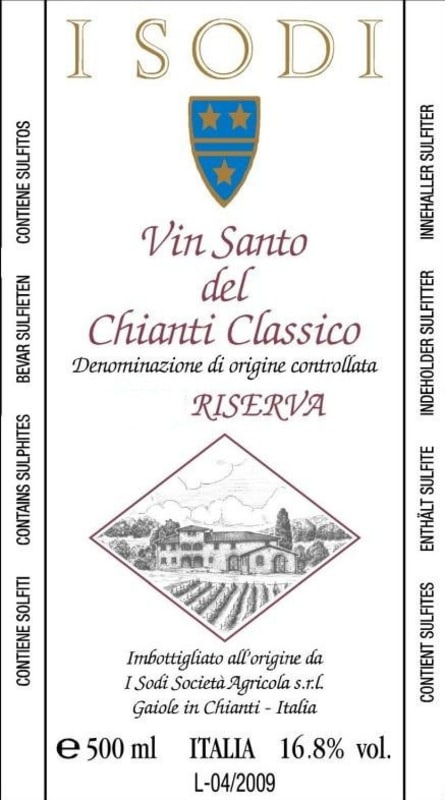 I Sodi Vin Santo del Chianti Classico Riserva 2008 Front Label