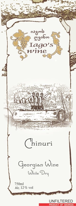 Iago's Winery Chardaki Chinuri Dry White 2014 Front Label