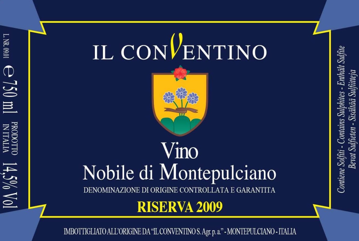 Il Conventino Vino Nobile di Montepulciano Riserva 2009 Front Label