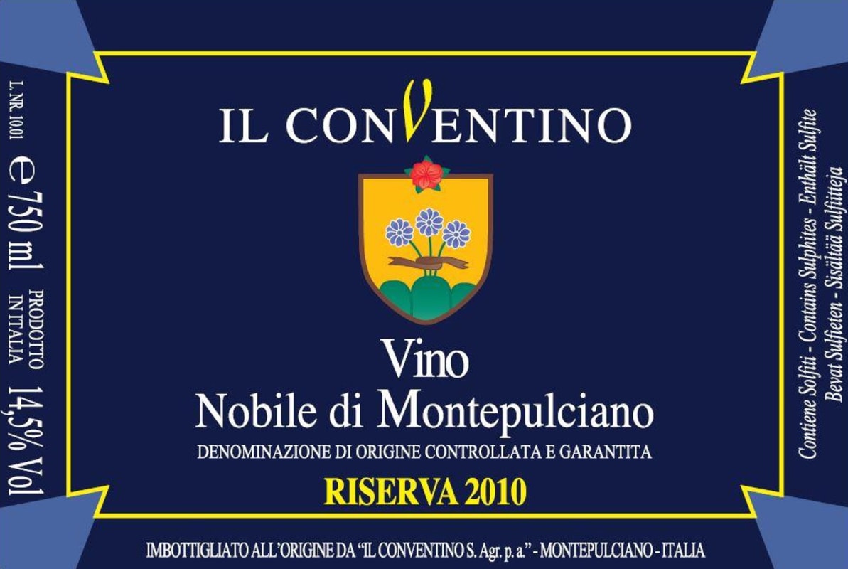 Il Conventino Vino Nobile di Montepulciano Riserva 2010 Front Label