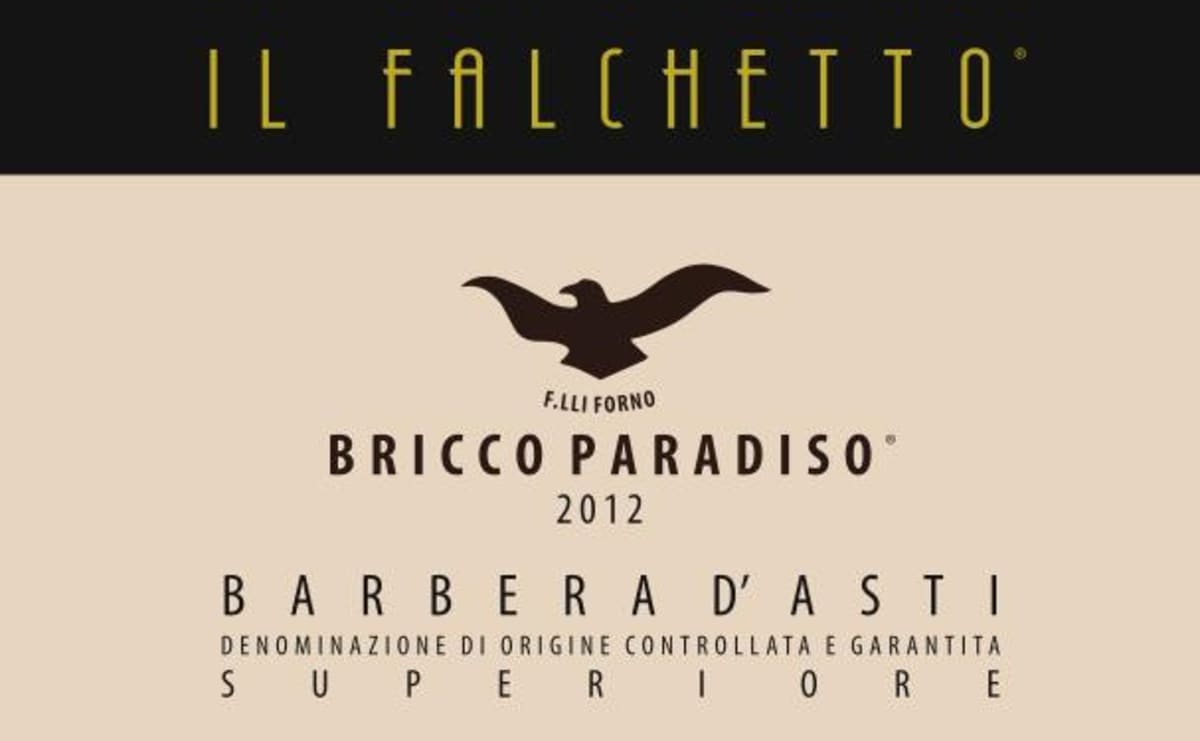 Il Falchetto Barbera d'Asti Bricco Paradiso Superiore 2012 Front Label