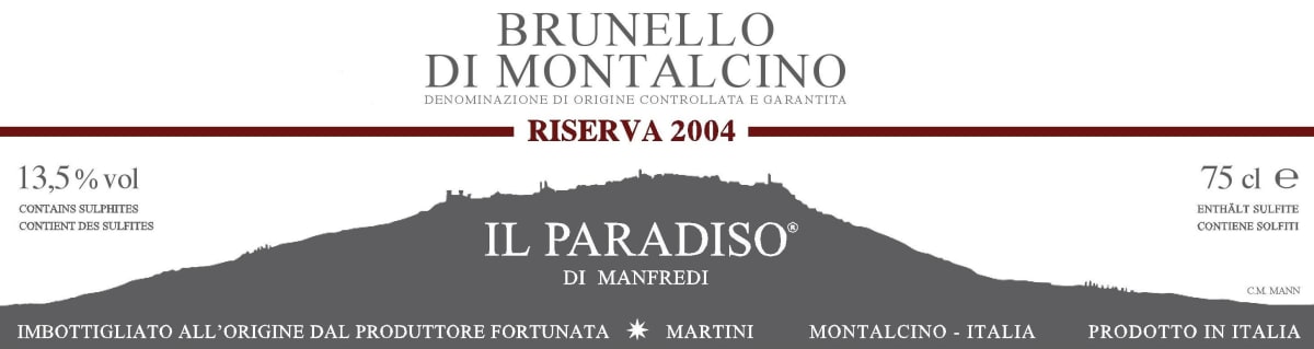 Il Paradiso di Manfredi Brunello di Montalcino Riserva 2004 Front Label