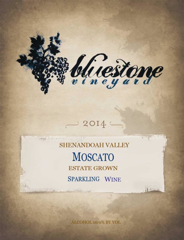 Bluestone Vineyard Sparkling Moscato 2014 Front Label