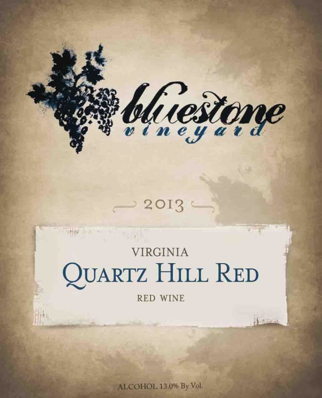Bluestone Vineyard Quartz Hill Red 2013 Front Label