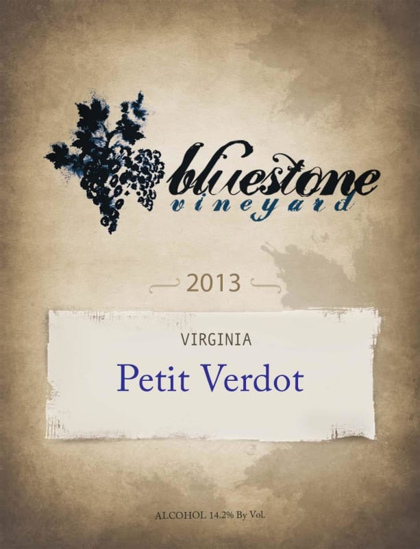 Bluestone Vineyard Petit Verdot 2013 Front Label