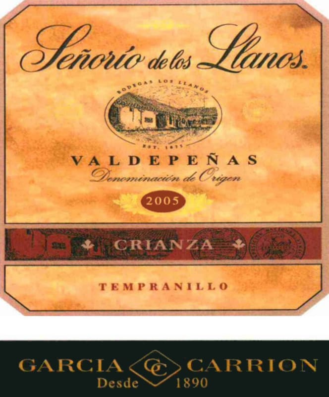 J. Garcia Carrion Senorio de los Llanos Crianza 2005 Front Label