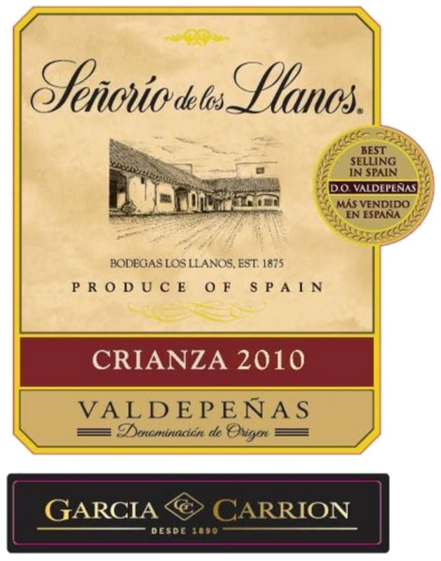 J. Garcia Carrion Senorio de los Llanos Crianza 2010 Front Label