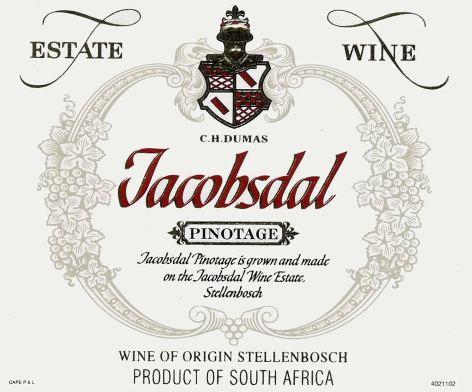 Jacobsdal Wine Estate Pinotage 2012 Front Label