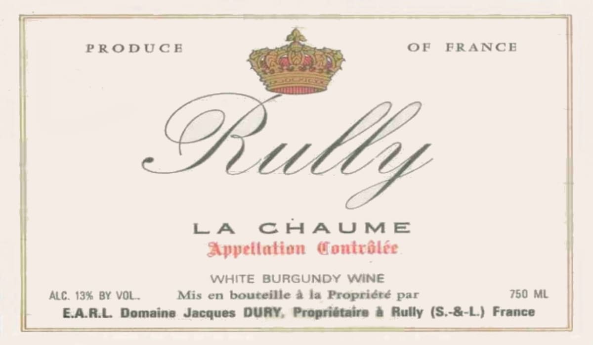 Jacques Dury Rully La Chaume 2014 Front Label