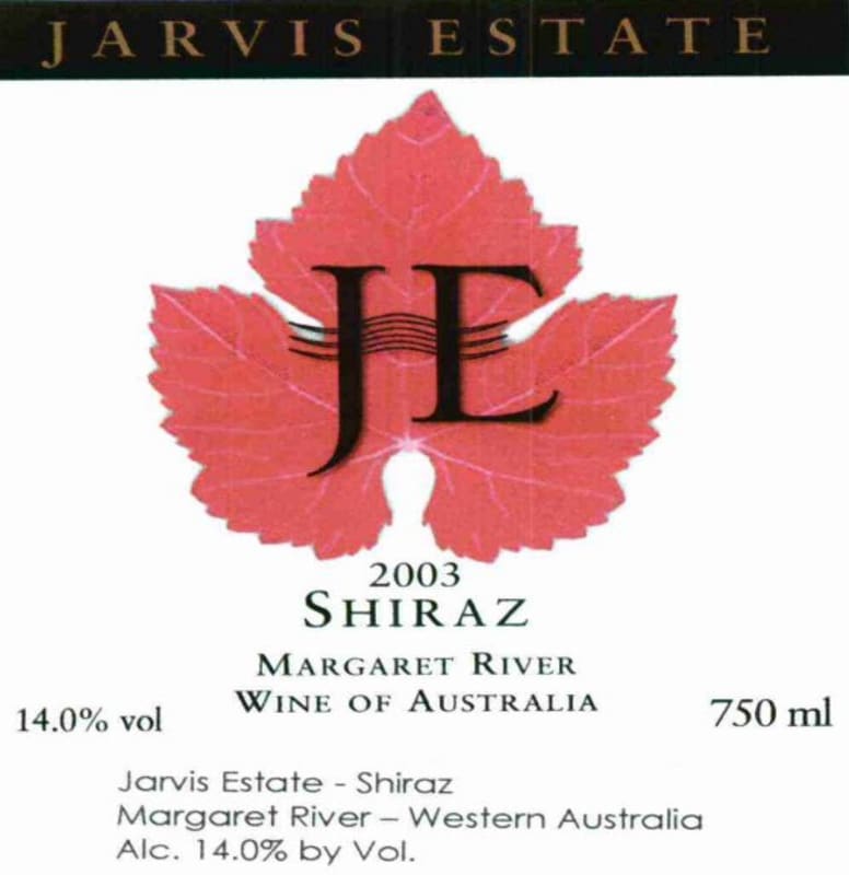 Jarvis Estate Shiraz 2003 Front Label