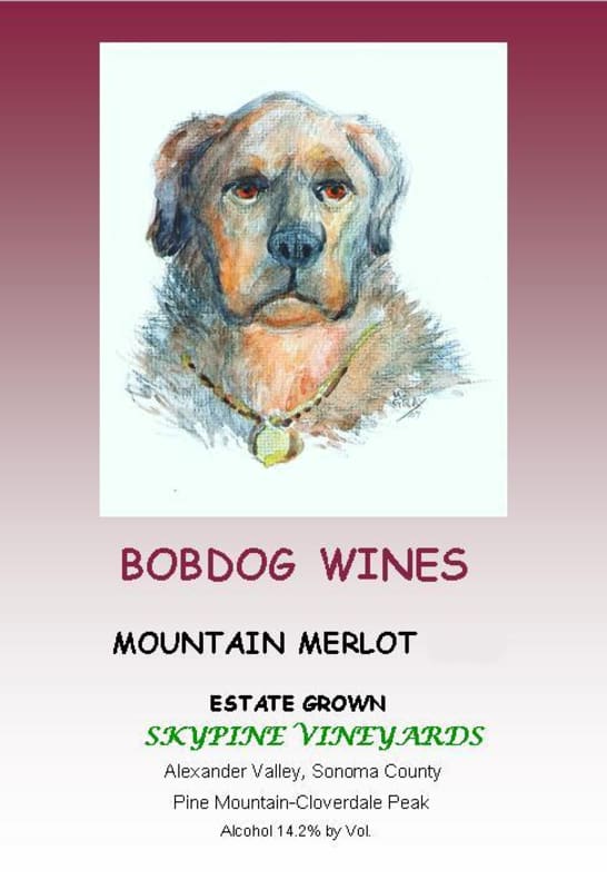 BobDog Winery Sky Vineyards Mountain Merlot 2012 Front Label