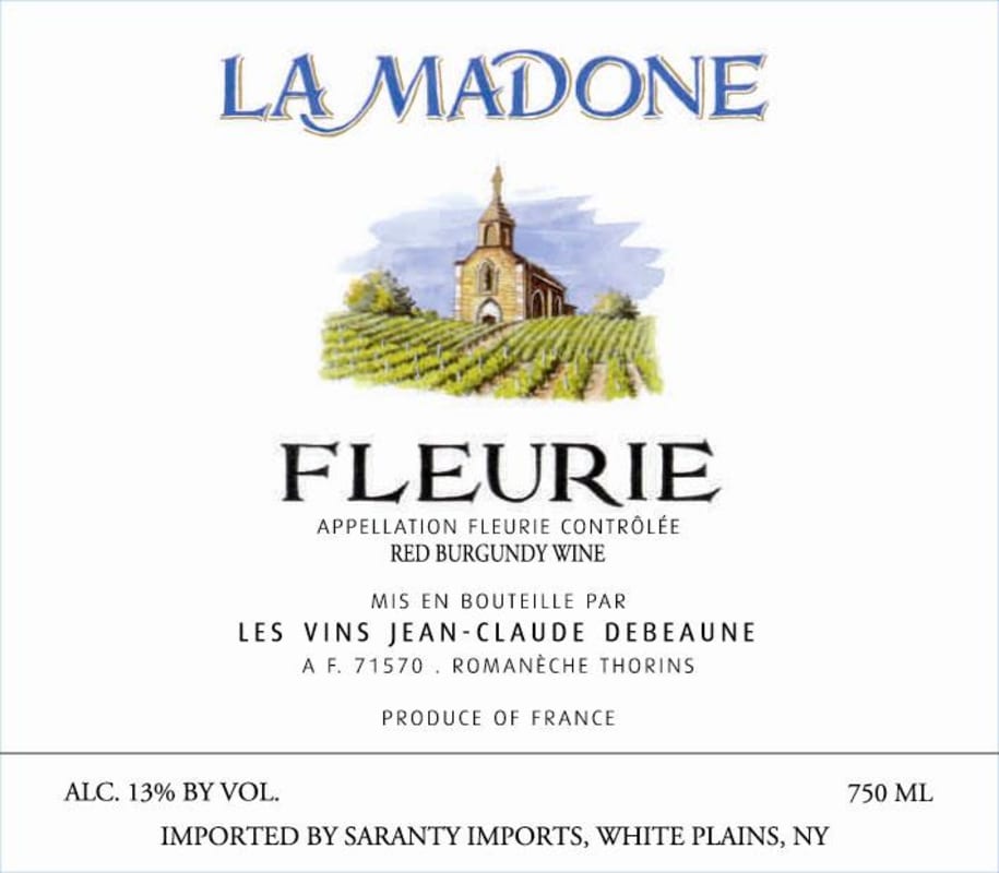 Jean Claude Debeaune Fleurie La Madone 2009 Front Label