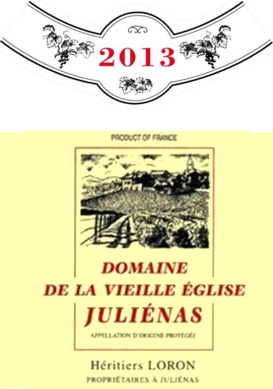 Jean Loron Julienas Domaine de la Vieille Eglise 2013 Front Label