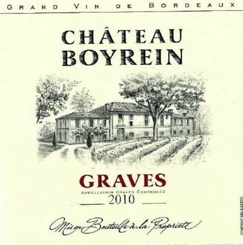 Jean Medeville & Fils Graves Chateau Boyrei 2010 Front Label