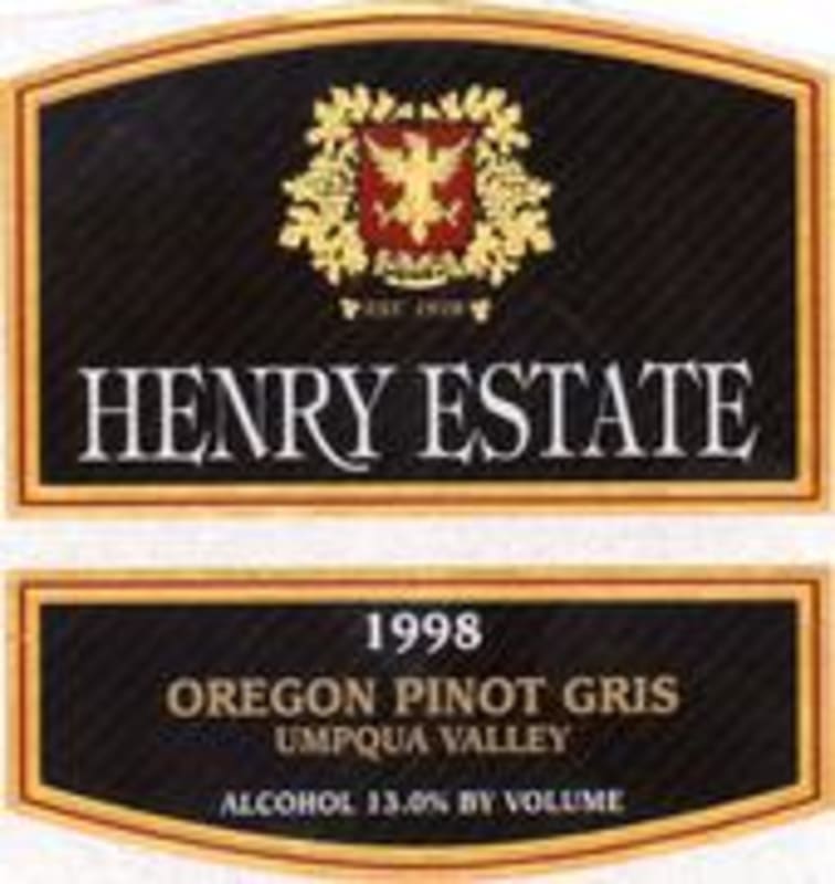 Henry Estate Pinot Gris 1998 Front Label