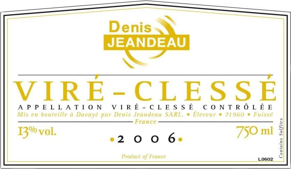Jeandeau Denis Vire-Clesse 2006 Front Label