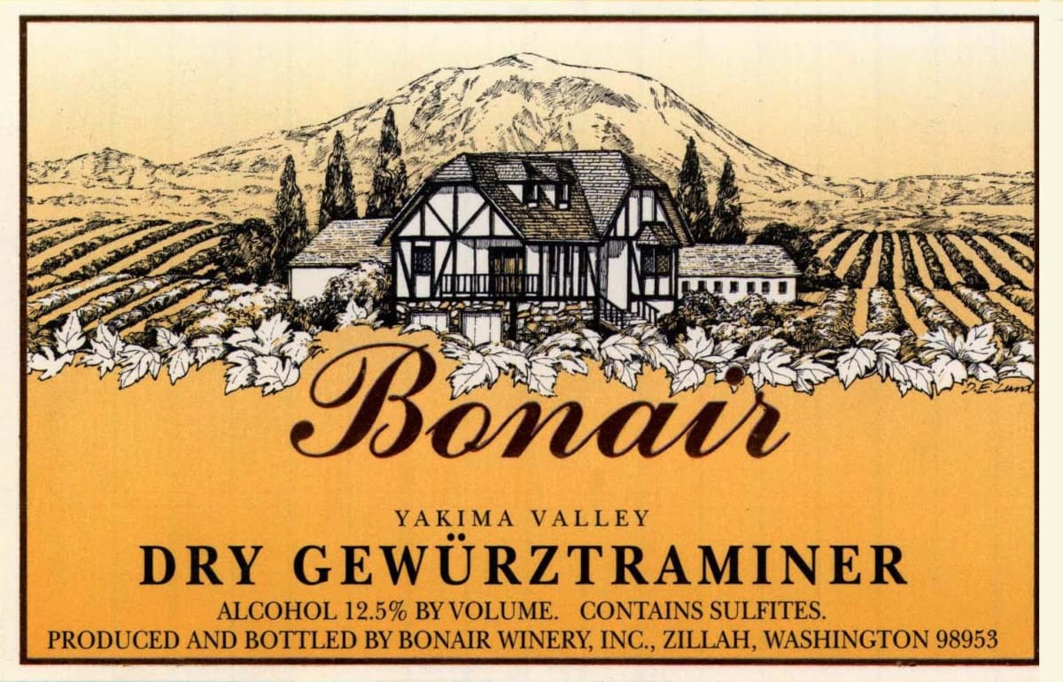 Bonair Winery Dry Gewurztraminer 2013 Front Label