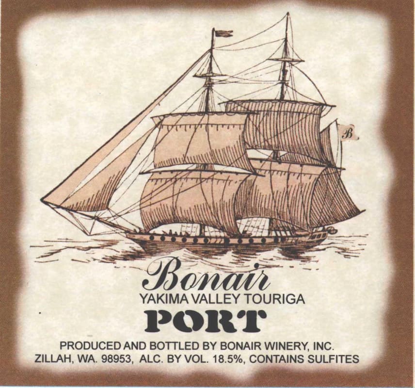 Bonair Winery Touriga Port 2008 Front Label