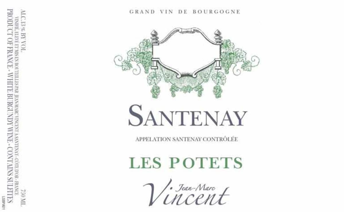 Jean-Marc Vincent Santenay Les Potets Blanc 2014 Front Label