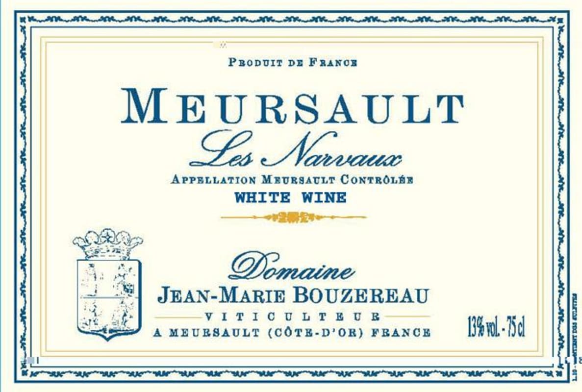 Jean-Marie Bouzereau Meursault Les Narvaux 2012 Front Label