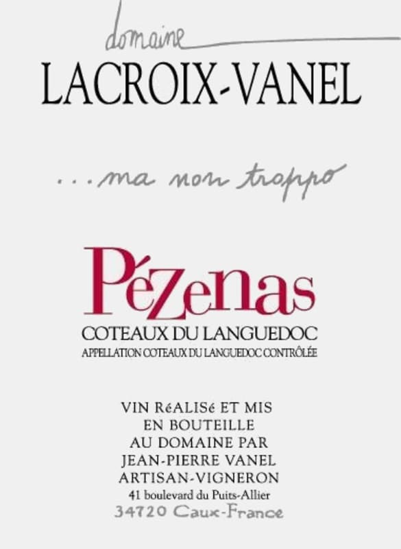 Jean-Pierre Vanel Pezenas Ma Non Troppo 2010 Front Label