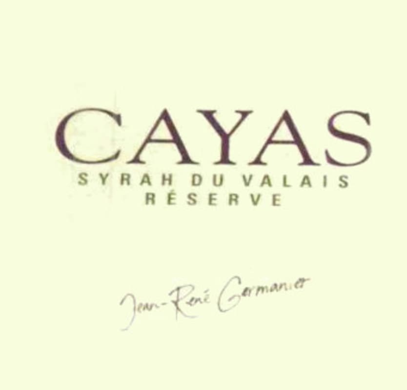 Jean-Rene Germanier Balavaud Syrah du Valais Cayas Reserve 2012 Front Label
