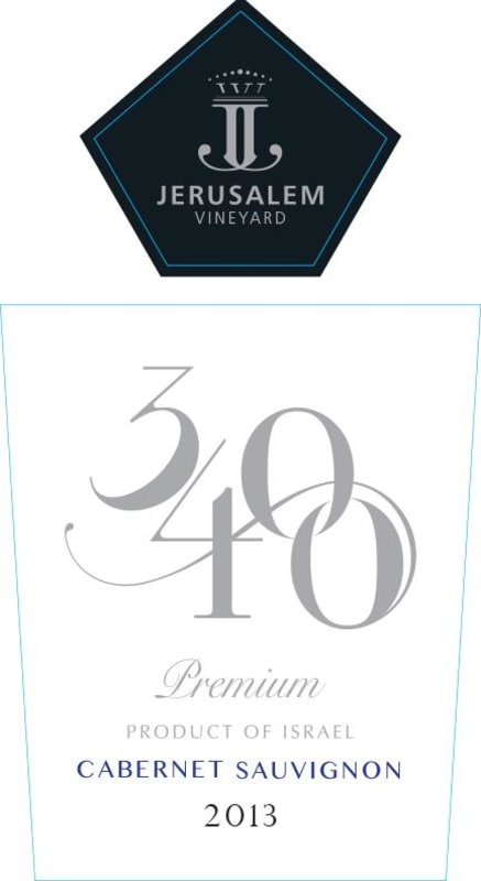 Jerusalem Winery 3400 Premium Cabernet Sauvignon 2013 Front Label