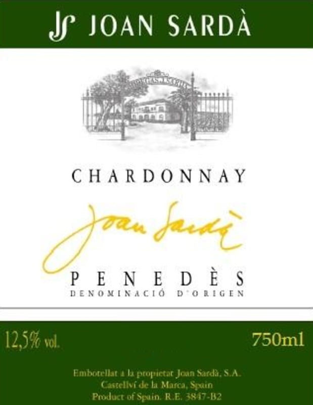 Joan Sarda Chardonnay 2014 Front Label
